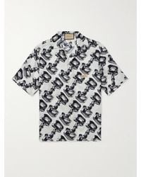 Gucci - Camicia in twill di seta stampato con colletto aperto - Lyst