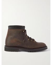 George Cleverley - Ernest Shearling-lined Waxed Roughout Suede Hiking Boots - Lyst