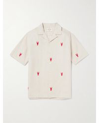 Portuguese Flannel - Lobster Convertible-collar Embroidered Linen And Cotton-blend Shirt - Lyst
