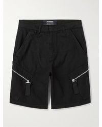 Jacquemus - Marrone Straight-leg Zip-embellished Cotton-canvas Shorts - Lyst