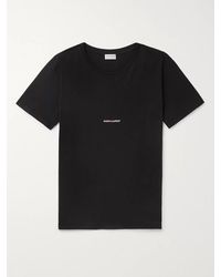 Saint Laurent - Slim-fit Logo-print Mélange Cotton-jersey T-shirt - Lyst