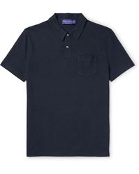 Ralph Lauren Purple Label - Linen And Cotton-blend Piqué Polo Shirt - Lyst