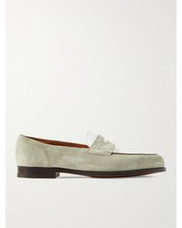 John Lobb - Lopez Leather And Suede Penny Loafers - Lyst