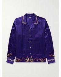 Bode - Dream Souvenir Camp-Collar Embroidered Hammered-Silk Shirt - Lyst