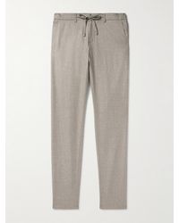 Canali - Slim-Fit Straight-Leg Wool-Flannel Drawstring Trousers - Lyst