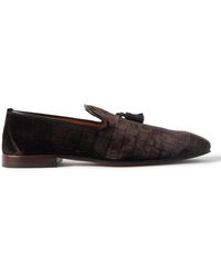 Tom Ford - Bailey Tasselled Leather-trimmed Croc-effect Velvet Loafers - Lyst