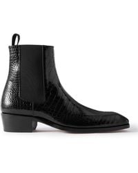 Tom Ford - Bailey Croc-effect Patent-leather Chelsea Boots - Lyst