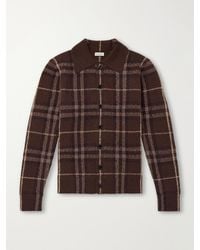 Burberry - Checked Knitted Cashmere Polo Shirt - Lyst
