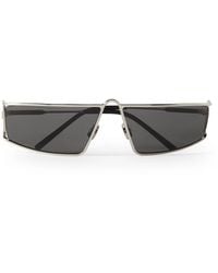 Saint Laurent - New Wave Rectangular-frame Silver-tone Sunglasses - Lyst