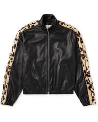 Marni - Leopard-Print Faux Fur-Trimmed Leather Jacket - Lyst