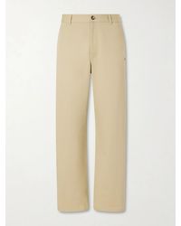 Loewe - Logo-embroidered Wide-leg Cotton-blend Drill Trousers - Lyst