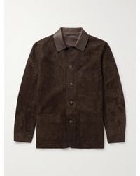 Canali - Overshirt in camoscio con finiture in pelle - Lyst