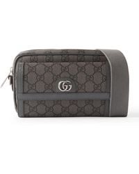 Gucci - Men - Small Cross-Grain Leather-trimmed Monogrammed Canvas Suitcase Black
