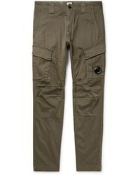 C.P. Company - Slim-Fit Tapered Logo-Appliquéd Stretch-Cotton Sateen Cargo Trousers - Lyst