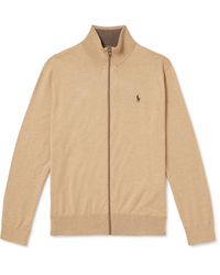 Polo Ralph Lauren - Logo-embroidered Cotton Zip-up Sweater - Lyst