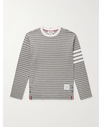 Thom Browne - Logo-appliquéd Striped Cotton-jersey T-shirt - Lyst