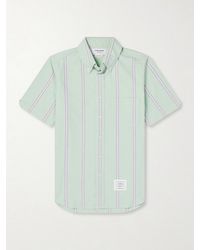 Thom Browne - Button-down Collar Striped Cotton Oxford Shirt - Lyst