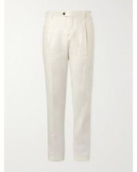 Lardini - Straight-leg Pleated Linen-blend Trousers - Lyst