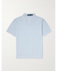 Polo Ralph Lauren - Open-Collar Logo-Embroidered Cotton-Piqué Polo Shirt - Lyst