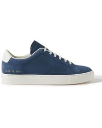 Common Projects - Retro Leather-trimmed Nubuck Sneakers - Lyst