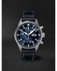 IWC Schaffhausen - Pilot's Automatic Chronograph 43mm Stainless Steel And Leather Watch - Lyst