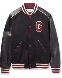 Celine - Teddy Logo-Appliquéd Wool-Blend And Leather Varsity Jacket - Lyst