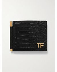 Tom Ford - Fermasoldi e portafoglio in pelle effetto coccodrillo con logo - Lyst