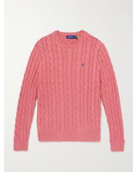Polo Ralph Lauren - Logo-embroidered Cable-knit Cotton Sweater - Lyst