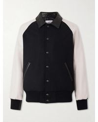 Golden Bear - Collared Raglan Leather Trimmed Wool-Blend Bomber Jacket - Lyst