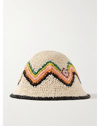 Casablanca - Logo-appliquéd Crocheted Faux Raffia Bucket Hat - Lyst