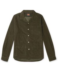 The Workers Club Camp-collar Garment-dyed Cotton-corduroy Overshirt - Green