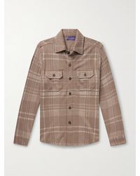 Ralph Lauren Purple Label - Checked Cashmere And Silk-blend Overshirt - Lyst