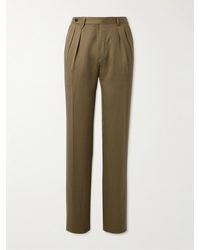 Brioni - Elba Straight-leg Pleated Silk And Linen-blend Twill Suit Trousers - Lyst