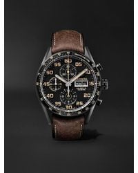 Tag Heuer Carrera Automatic Chronograph 45mm Titanium And Leather Watch, Ref. No. Cv2a84.fc6394 - Black