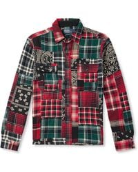 Polo Ralph Lauren - Patchwork Checked Cotton-flannel And Paisley-print Poplin Shirt - Lyst