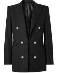 Balmain - Double-Breasted Cotton-Twill Blazer - Lyst