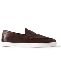 Christian Louboutin - Varsiboat Logo-embossed Leather Loafers - Lyst