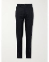 Etro - Slim-Fit Straight-Leg Wool And Silk-Blend Jacquard Tuxedo Trousers - Lyst