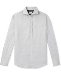 Brunello Cucinelli - Herringbone Cotton And Lyocell-Blend Flannel Shirt - Lyst