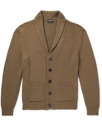 Tom Ford - Shawl-Collar Ribbed Silk And Wool-Blend Cardigan - Lyst
