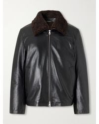 Paul Smith - Shearling-Trimmed Leather Jacket - Lyst