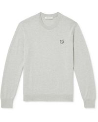 Maison Kitsuné - Slim-fit Logo-appliquéd Wool Sweater - Lyst