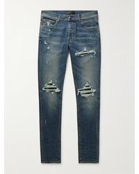 Amiri - Mx1 Skinny-fit Panelled Distressed Jeans - Lyst