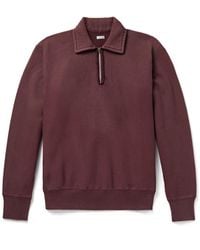 A.PRESSE - Vintage Cotton-Jersey Half-Zip Sweatshirt - Lyst