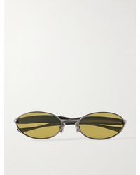 Bottega Veneta - Sardine Oval-Frame Gunmetal-Tone Sunglasses - Lyst