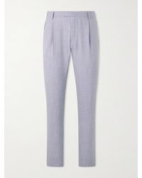 MR P. - Straight-Leg Pleated Wool, Silk And Linen-Blend Suit Trousers - Lyst