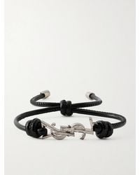 Saint Laurent - Silver-tone And Leather Bracelet - Lyst