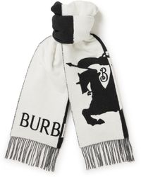 Burberry - Fringed Colour-block Wool And Cashmere-blend Jacquard Scarf - Lyst