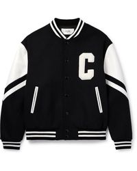 Celine - Logo-Appliquéd Virgin Wool-Blend And Leather Varsity Jacket - Lyst