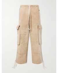 Greg Lauren - Wide-leg Distressed Cotton-canvas Drawstring Cargo Trousers - Lyst